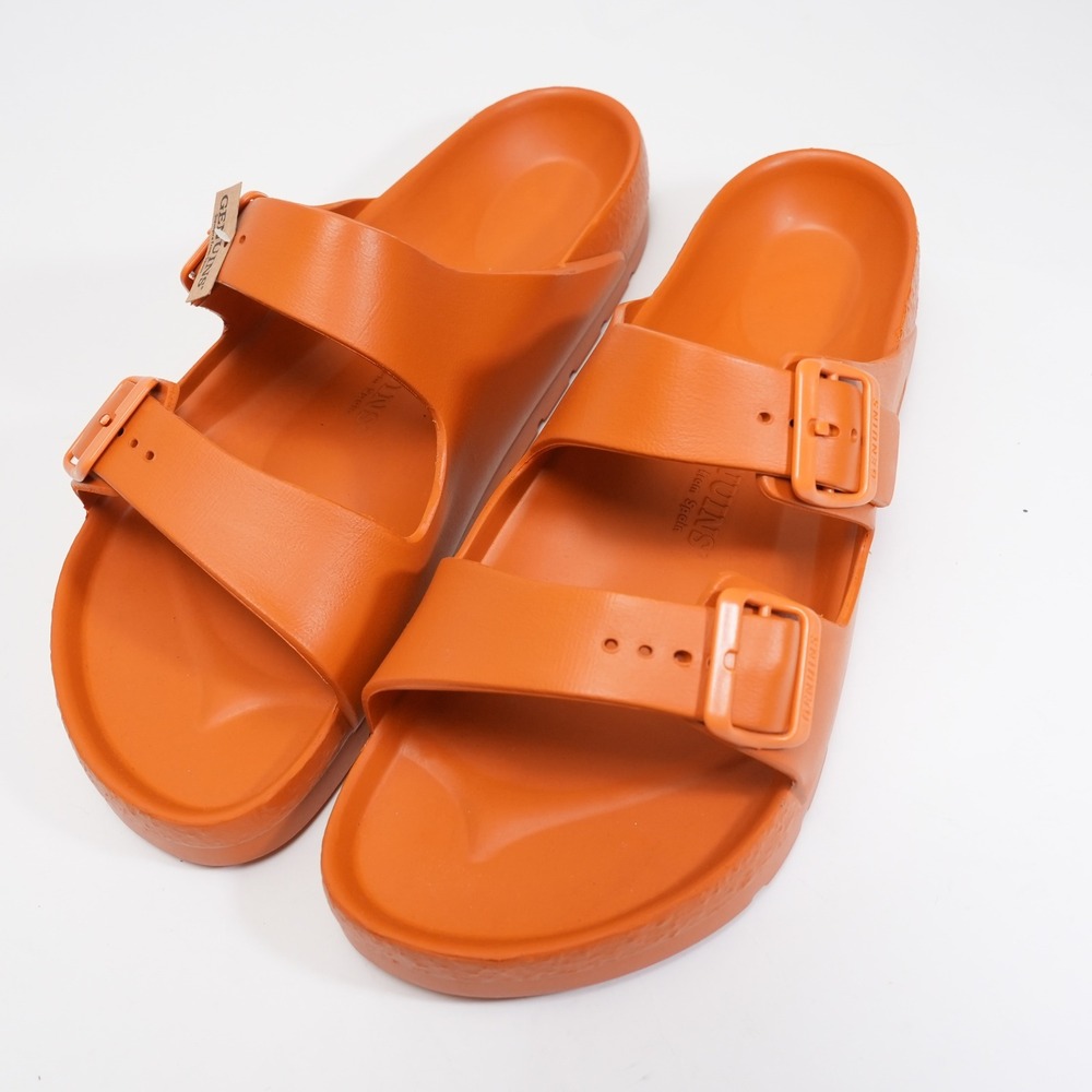 Genuins Sandals Mens 12‎ Orange EVA Double Strap Buckle Slides EU 45 Spain - Picture 4 of 14